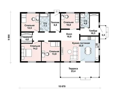 Купить проект каркасного одноэтажного дома 17АЧ01.04 по цене 8990 руб.
