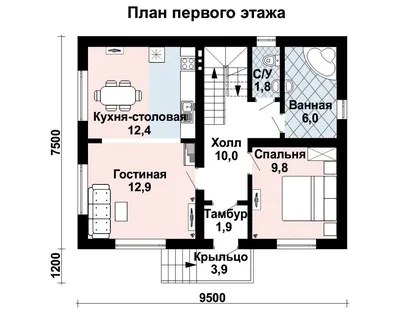 проект одноэтажного дома с 3 спальнями и гаражом на 2 авто NIKA 2 купить в  Минске на Territoria.by