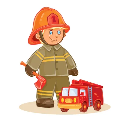 Мультяшный Пожарный Или Пожарный Профессия Красочная Векторная Иллюстрация  Для Детей — стоковая векторная графика и другие изображения на тему  Автомобиль - iStock