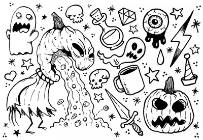 Рисунки для срисовки хэллоуинские (26 шт)