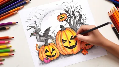 Легкие рисунки на хэллоуин - 71 фото