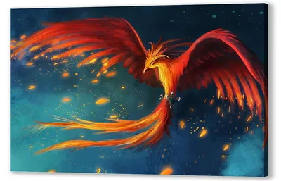 Птица Феникс Поднятыми Крыльями Красного Огня Векторный Летающий Феникс  Феникс Векторное изображение ©Seamartini 644408406