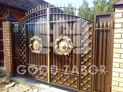 Распашные ворота из профнастила под ключ, низкие цены с установкой в Москве  - Good Zabor
