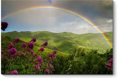 Панно Алтайские луга 002, коллекция Пейзаж. Стиль: классический, Цвет:  бежевый зеленый розовый