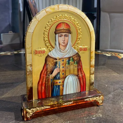 Икона Равноапостольная княгиня Ольга из янтаря купить в Украине по  привлекательной цене — Amber Stone