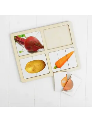 Деревянные разрезные картинки \"Овощи 2\", пазл для малышей Smile-Decor  26749454 купить за 342 ₽ в интернет-магазине Wildberries