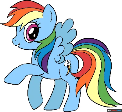 How to draw pony Rainbow Dash, Как нарисовать пони Радуга Дэш - YouTube
