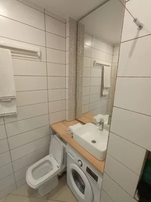 Ремонт ванной комнаты и туалета под ключ, керамогранит под мрамор. Дом  серии п-44т Арсенал Москва