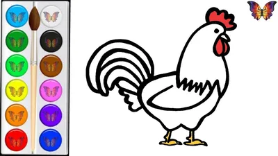 How to draw COCK / cartoon coloring COCK for children / Coloring for kids -  YouTube