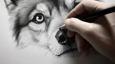 рисуем черно белого волка на бумаге, картинка рисовать карандашом для  начинающих фон картинки и Фото для бесплатной загрузки