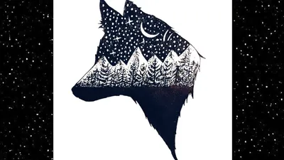 Рисунки для срисовки Черно белые рисунки Волк, пейзаж ручкой | Artwork,  Art, Great wave