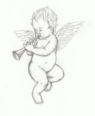 Рисунок ангел для срисовки - 43 фото