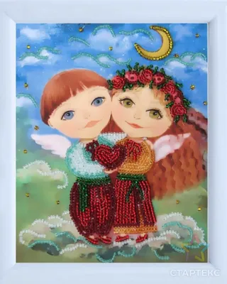 Рисунок на ткани бисером БЛАГОВЕСТ Ангелочки 13,5х17 см - МГ0266025 - оптом  купить в Москве по недорогой цене в интернет-магазине Стартекс