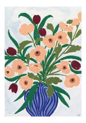 Букет цветов. Графический рисунок с изображением букета цветов. Летние цветы  в подарок Иллюстрация Stock | Adobe Stock