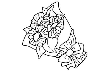 Букет цветов. Графический рисунок с изображением букета цветов. Летние цветы  в подарок Иллюстрация Stock | Adobe Stock