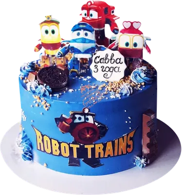 Картинка для торта \"Роботы-поезда (Robot Trains)\" - PT103856 печать на  сахарной пищевой бумаге