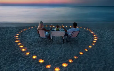 Обои на рабочий стол Романтический ужин на берегу моря, обои для рабочего  стола, скачать обои, обои бесплатно