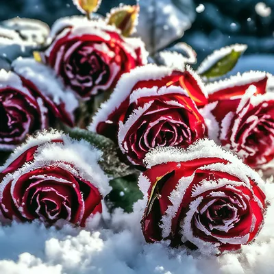 Розы в снегу, снегопад, зима близко…» — создано в Шедевруме
