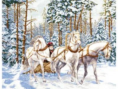 Обои на рабочий стол Тройка лошадей, подготовленная для катания детворы в  новогодние праздники и Рождество, обои для рабочего стола, скачать обои,  обои бесплатно