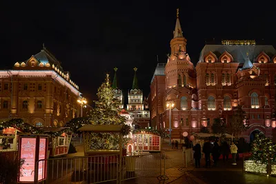 Обои для рабочего стола Москва Россия Рождество Manezhnaya Square
