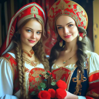 Две русские красавицы россии» — создано в Шедевруме