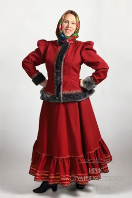 Русский народный костюм женский № 5 (сарафан, головной убор), оранжевый |  «Аспект-Сити»