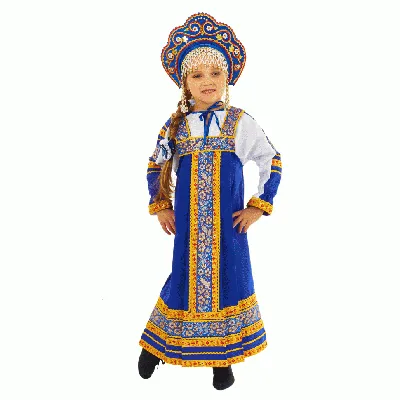 Купить \"настя\" русский народный костюм для девочки синий по цене 1 900 ₽ в  Москве