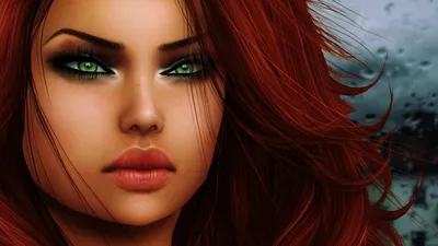 Рыжая девушка с зелеными глазами картинки