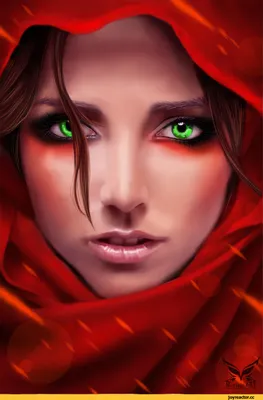 Красивая рыжая девушка с зелёными …» — создано в Шедевруме