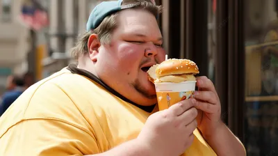 человек ест гамбургер, смешные картинки толстых людей, толстый, смешной фон  картинки и Фото для бесплатной загрузки