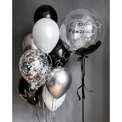 Воздушные черные, золотые и белые шары С Днем рождения купить в Москве по  цене 5959₽ | Арт. 100-151