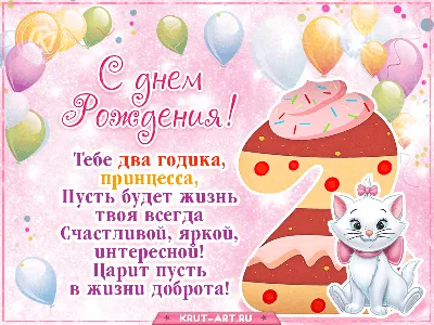 Поздравительная открытка с днем рождения девочке 2 года — Slide-Life.ru