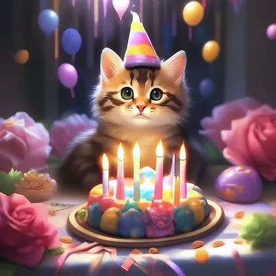 У кошки день рождения поздравляю …» — создано в Шедевруме