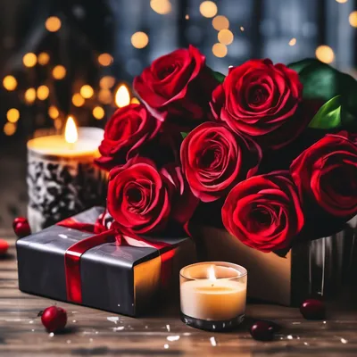 Открытка \"С Днём Рождения!\" красные розы, зелёный фон купить за 12 рублей -  Podarki-Market