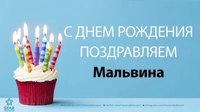 Открытка с именем Мальвина С днем рождения Красивые кексы со свечками на  день рождения. Открытки на каждый день с именами и пожеланиями.