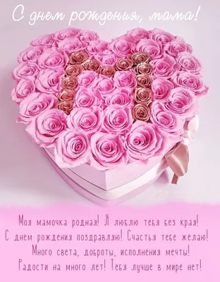 Праздничная, женская открытка с коротким поздравлением с днём рождения  мамочке - С любовью, Mine-Chips.ru