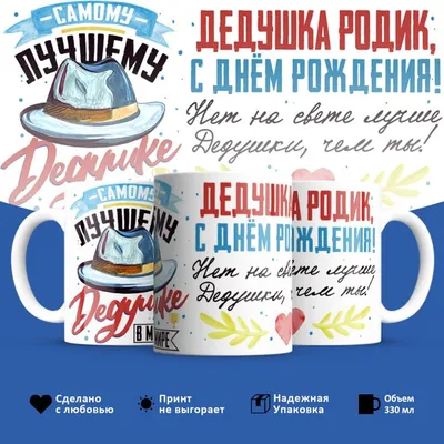 Картинка Родиону с Днем Рождения с галстуком, кофе и пожеланием — скачать  бесплатно