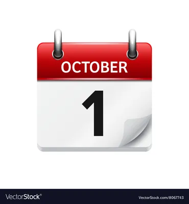 October 1 flat daily calendar icon date Royalty Free Vector