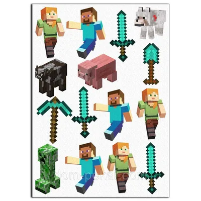 Minecraft 6 вафельная картинка от интернет-магазина «Домашний Пекарь» с  оперативной доставкой