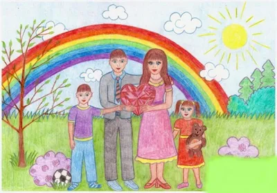 Раскраска Счастливая семья на природе распечатать - Семья