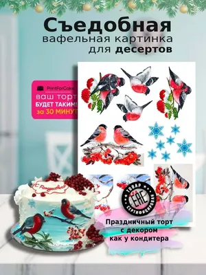 PrintForСake Вафельная картинка украшения для торта новогодние