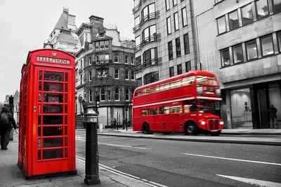 Фотообои Красный автобус в Лондоне купить на стену • Эко Обои