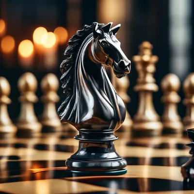 Шахматный конь на шахматной доске, …» — создано в Шедевруме