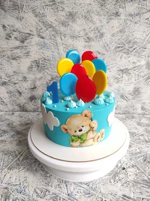 Торт для девочки на день рождения с зайчиком и шарами