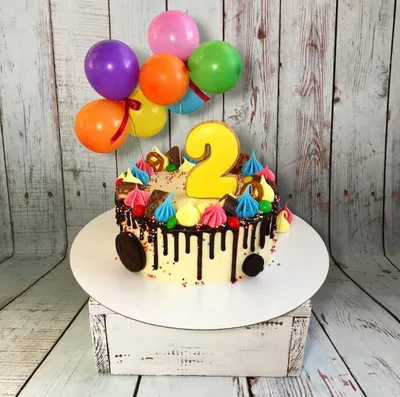Colorful Cake with Balloons