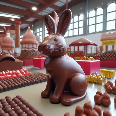 Шоколадный заяц большой на фабрике …» — создано в Шедевруме
