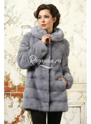 Шуба из голубой норки капюшон (2175-235Н) купить в интернет магазине  Rosmeha.ru