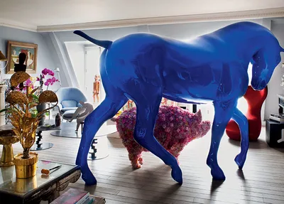 Синий конь в полный рост гуляет …» — создано в Шедевруме