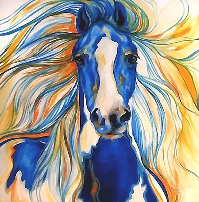 логотип яркий плавильный волосатый синий конь Иллюстрация вектора -  иллюстрации насчитывающей лошадиный, круг: 235263281