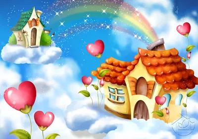 Картины Для девочек \"Сказочные домики в облаках\" - арт 003000011 | Купить в  интернет-магазине Фото в дом - Фото в дом